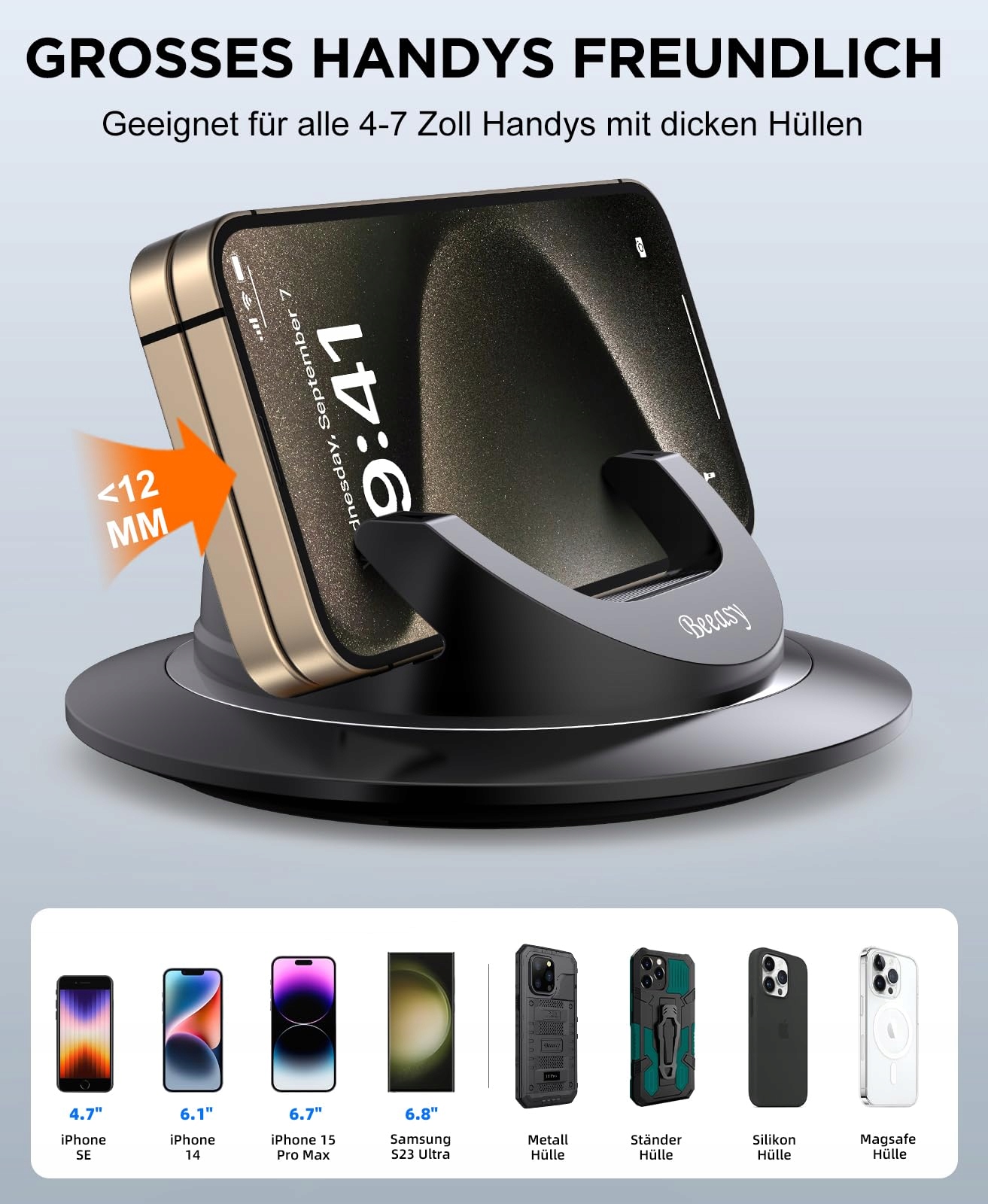 BEEASY Uchwyt Samochodowy Na Telefon 360° Do iPhone Android — miniatura 6