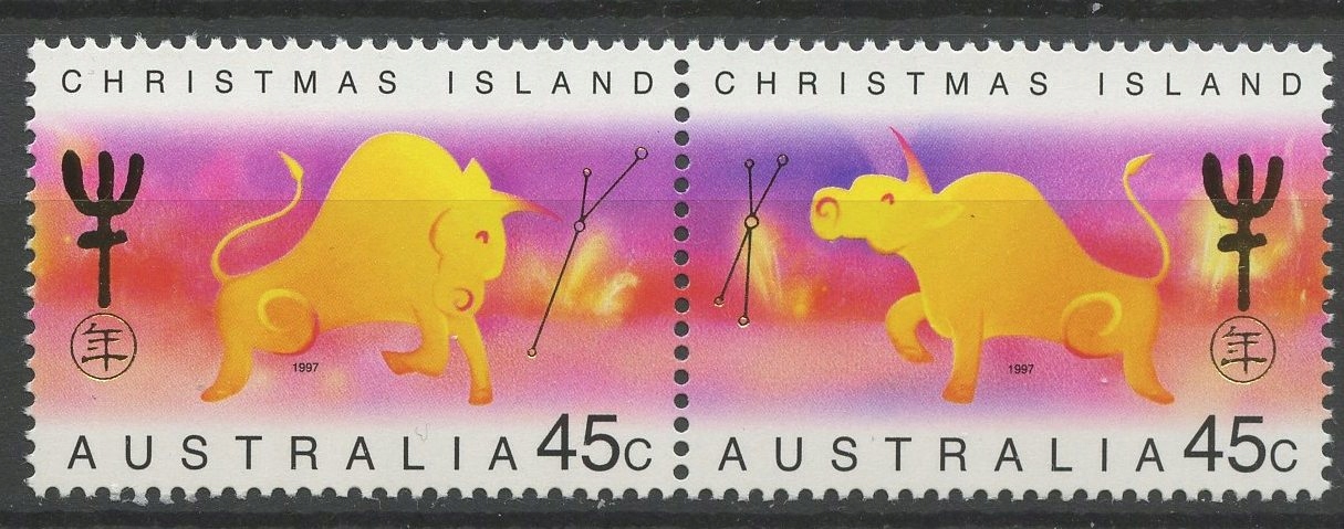 Christmas Island** Mi. 427-28 Chiński Nowy Rok Wołu