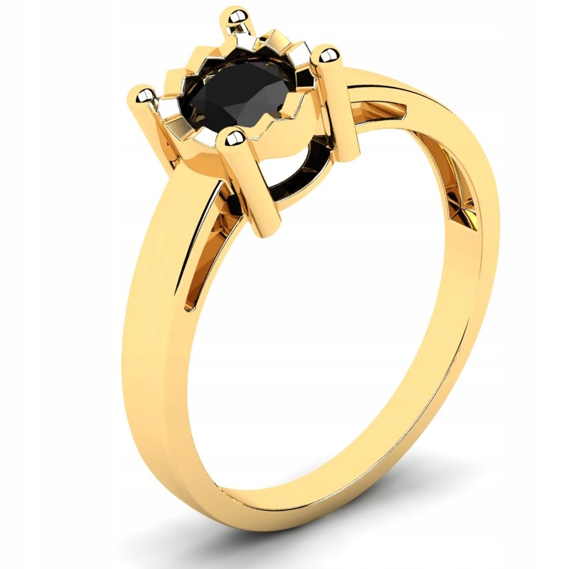 

Pierścionek Złoty Błyszczący Z Czarną Cyrkonią 5MM