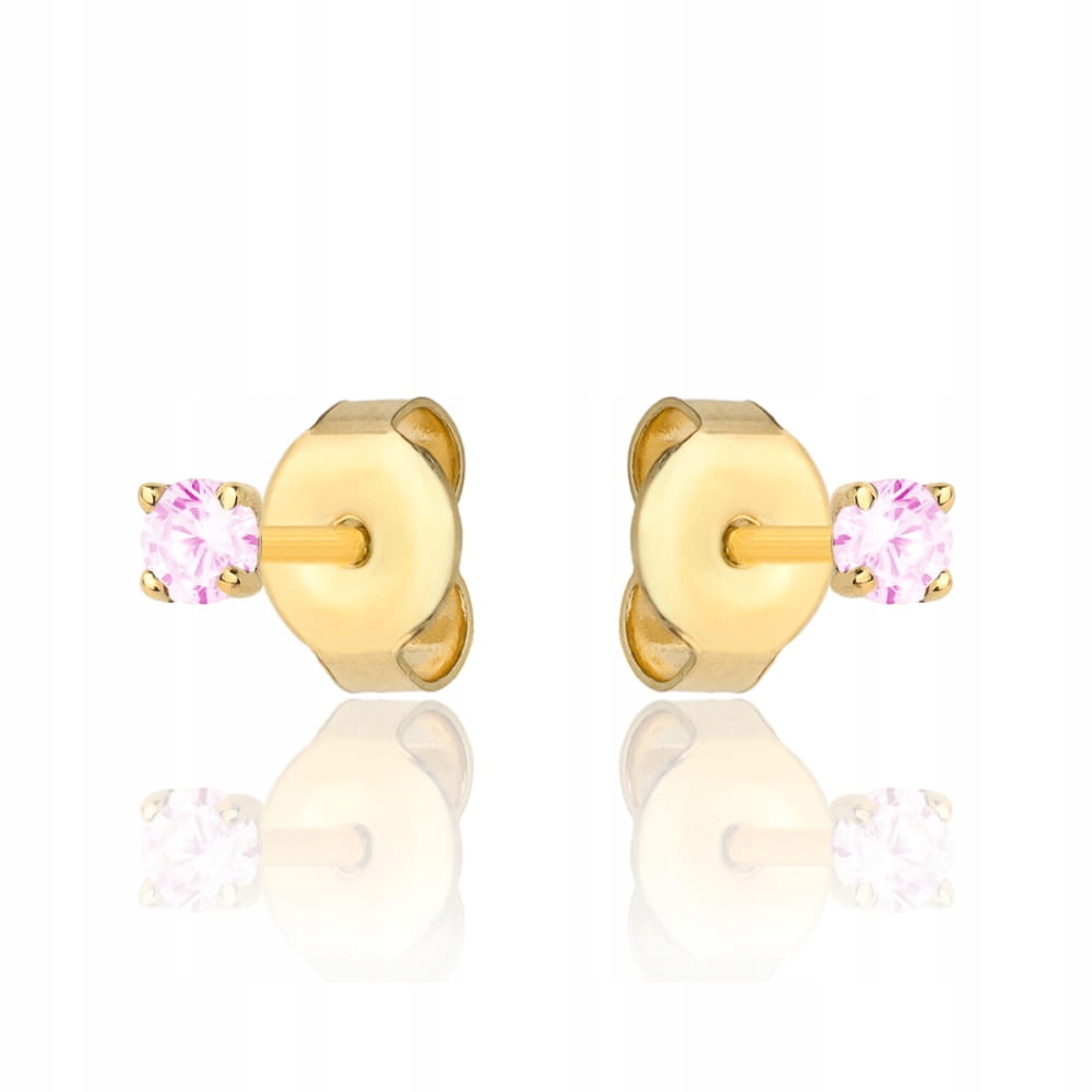 Náušnice zlaté 585 růžová zirkon váha 0.59 g tyčinky tyčinka očko dárek