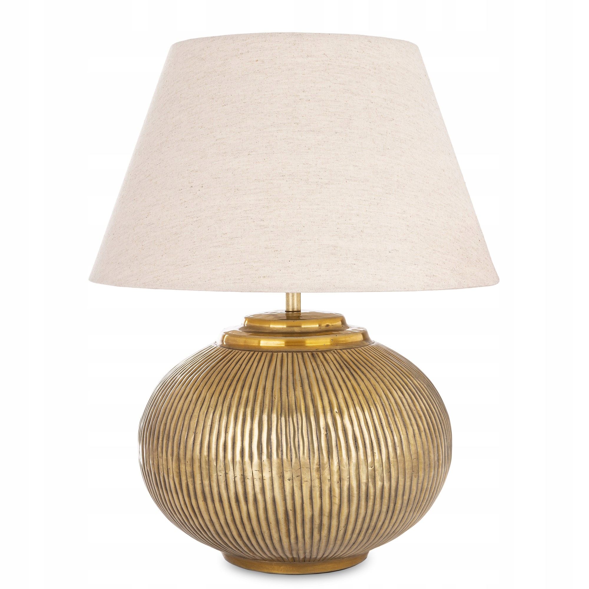 Veľká stolová lampa s závesom, krémové tienidlo, kovová lampa, béžová