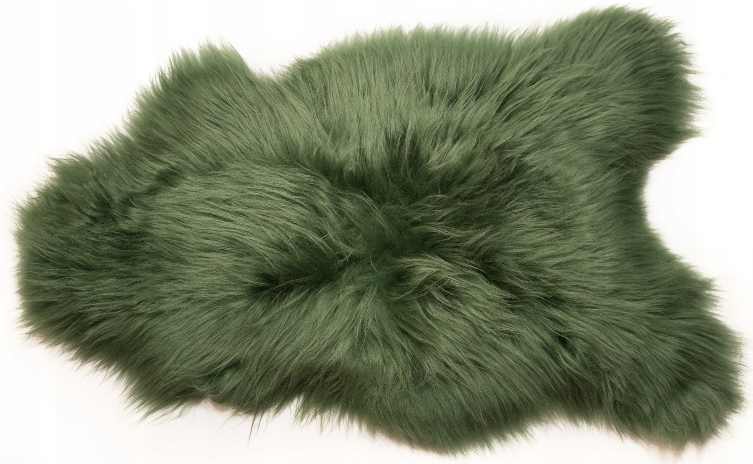 Koberec Ovčí kůže s dlouhým vlasem Lahvově Zelená Barva