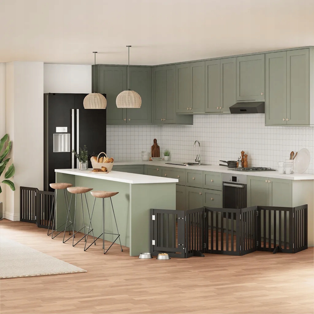 Zábrana pro psy s dvířky skládací 9 panelů černá 450 cm topol Černý 3155653