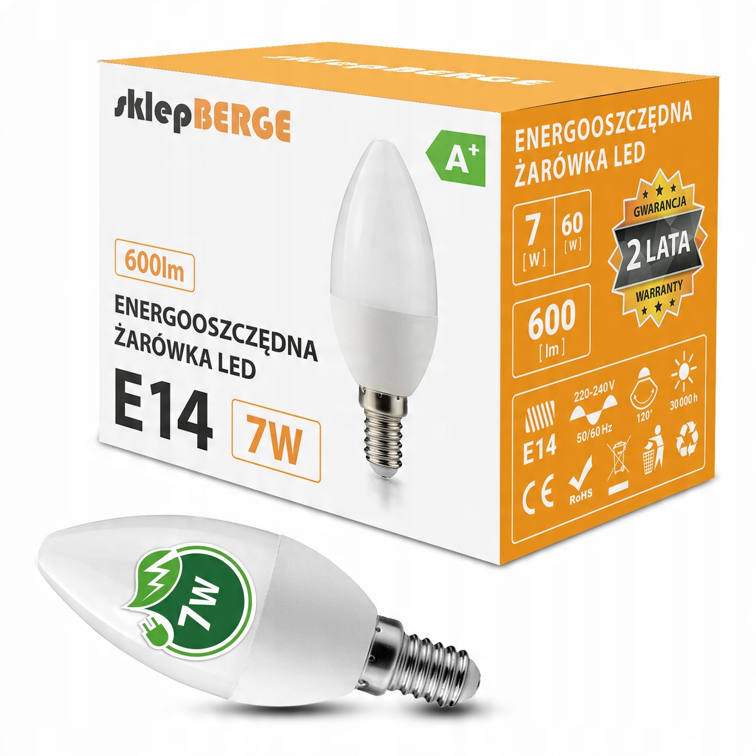 

Żarówka Led E14 C37 7W=60W 600lm 3 Barwy Berge