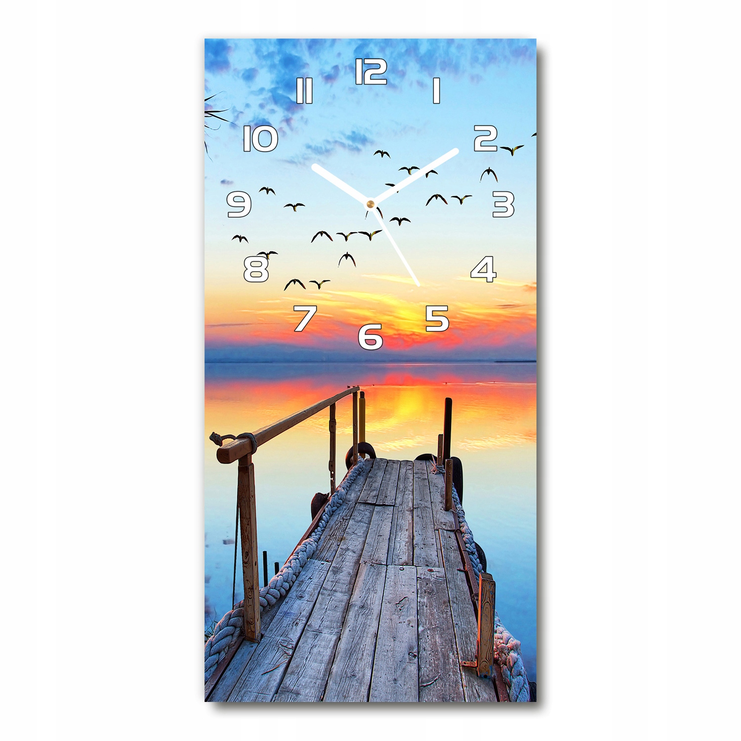 

Zegar szklany ścienny Drewniane molo 30x60 pionowy