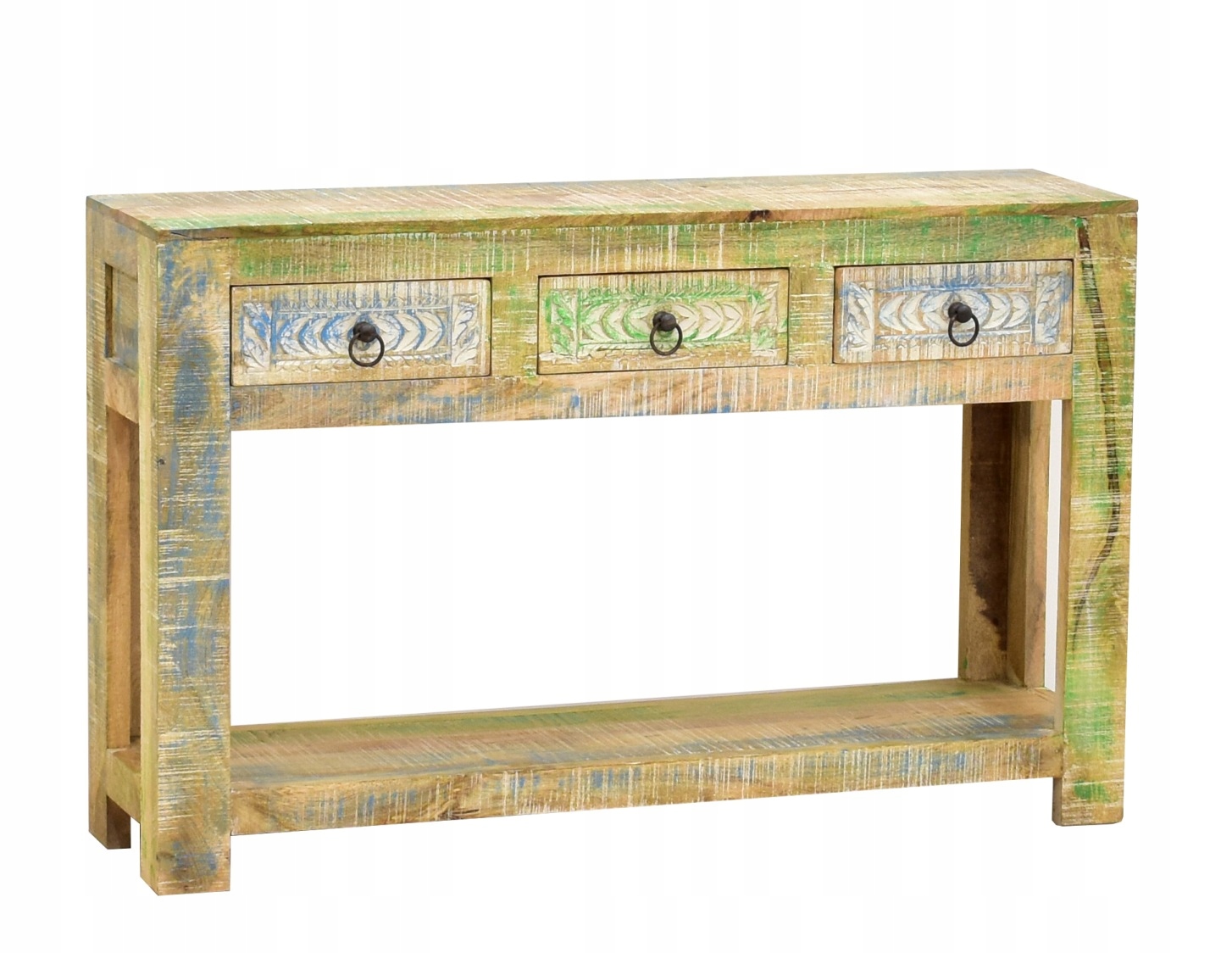 Konsola kolonialna indyjska lite drewno mango przecierana shabby chic