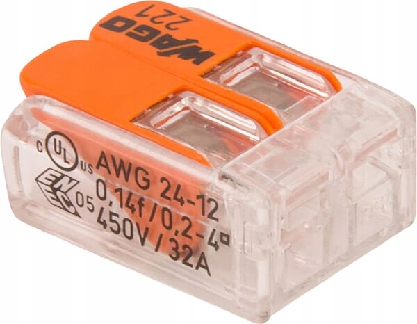 Wago złączka instalacyjna 221-412 dźwignia 2-przewodowa 0.2-4mm² 32A 450V