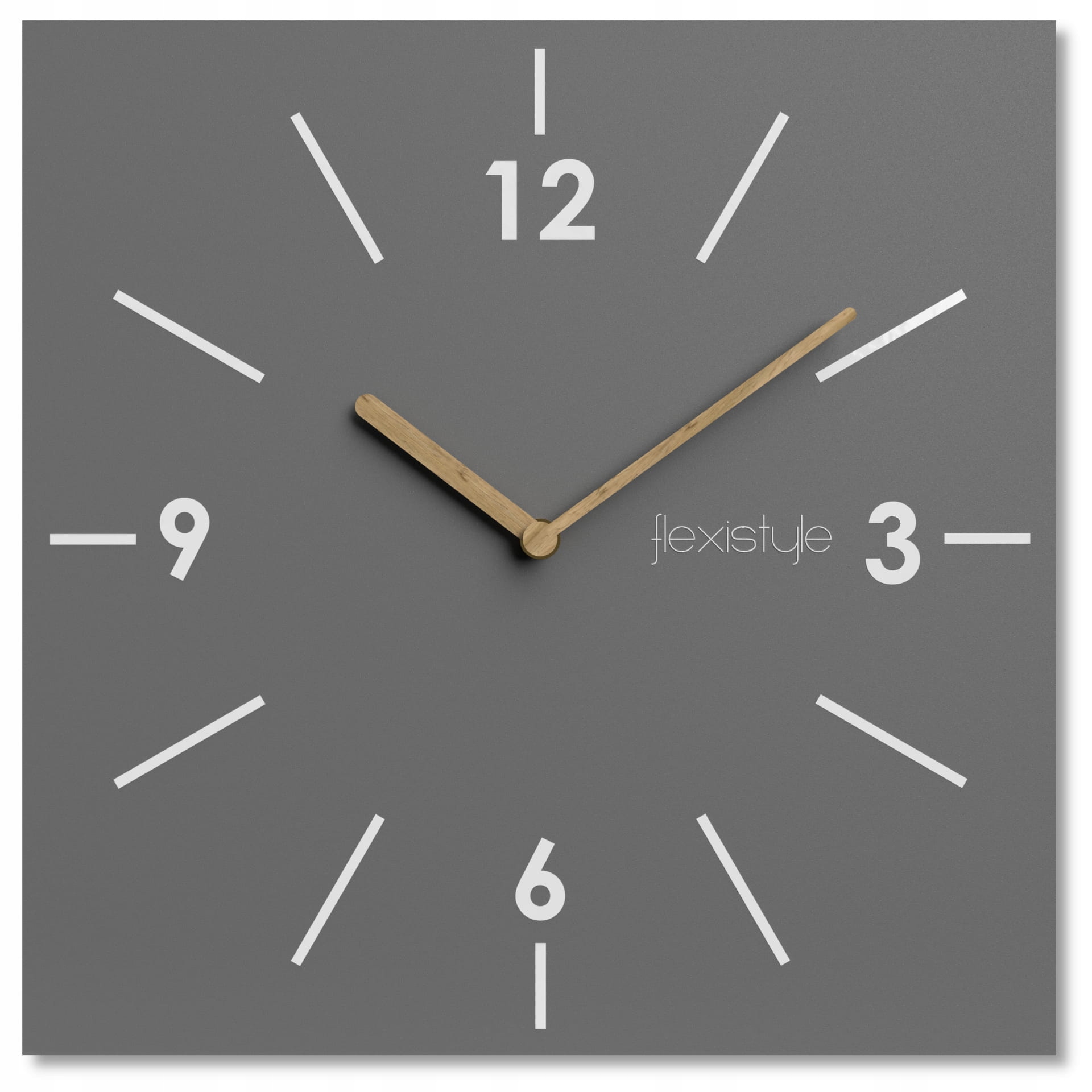 Čtvercové nástěnné hodiny Scandic 30 cm šedé tiché do obývacího pokoje do kuchyně