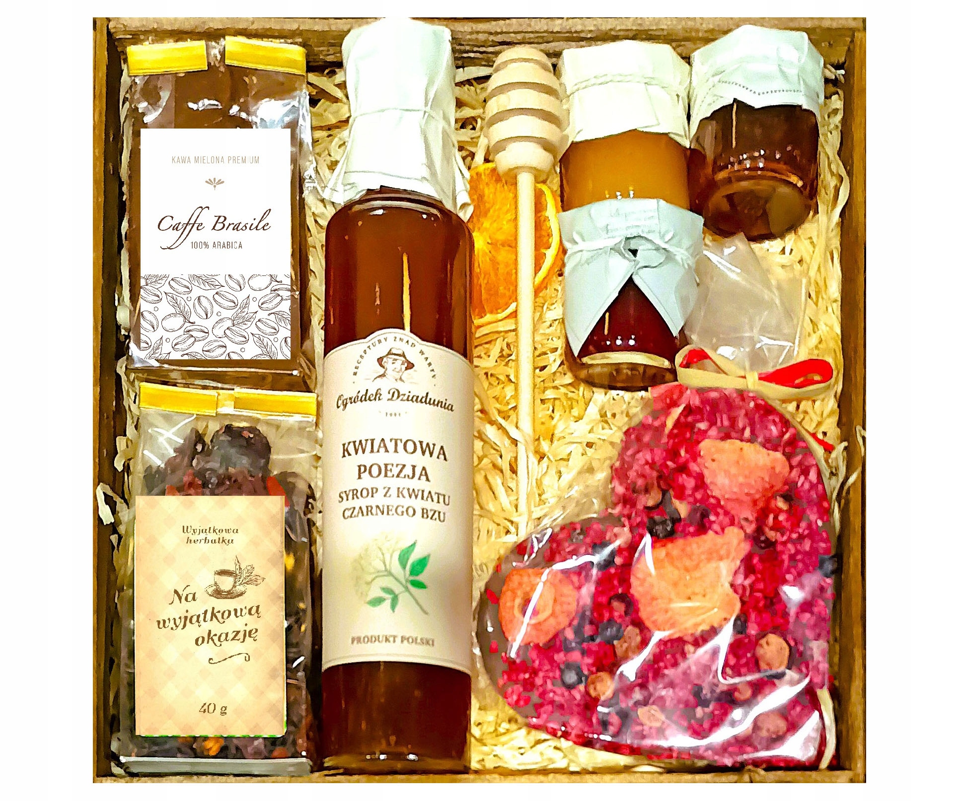 Levně Dárkový Koš Box Dárek Med Čaj Malina