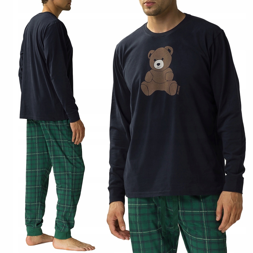 Atlantic NMP-377 pánské volné pyžamo s dlouhým rukávem 100% Bavlna XXL