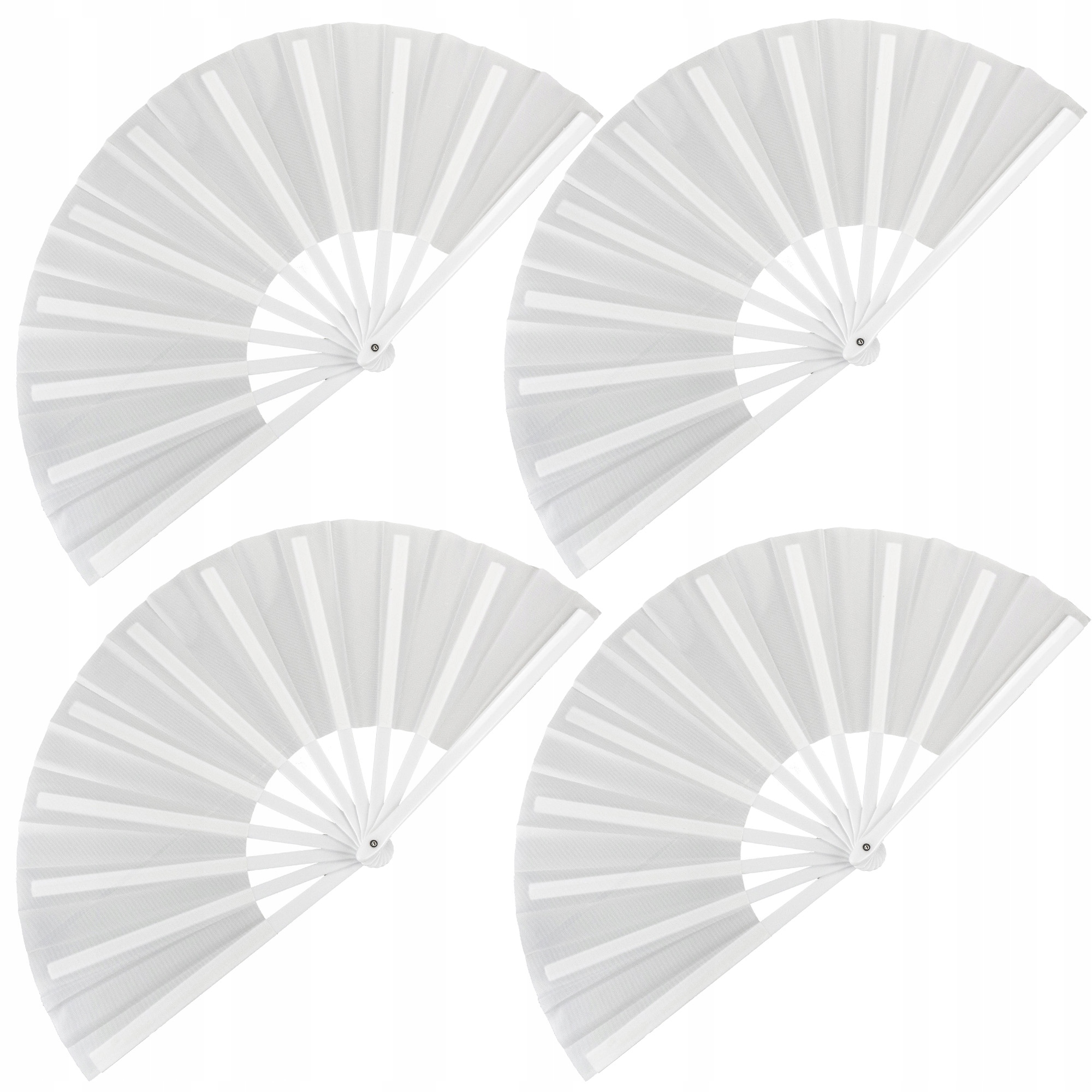 4 Vějíře bílé skládací ruční 33x64 cm japonské stabilní pro tanec sport