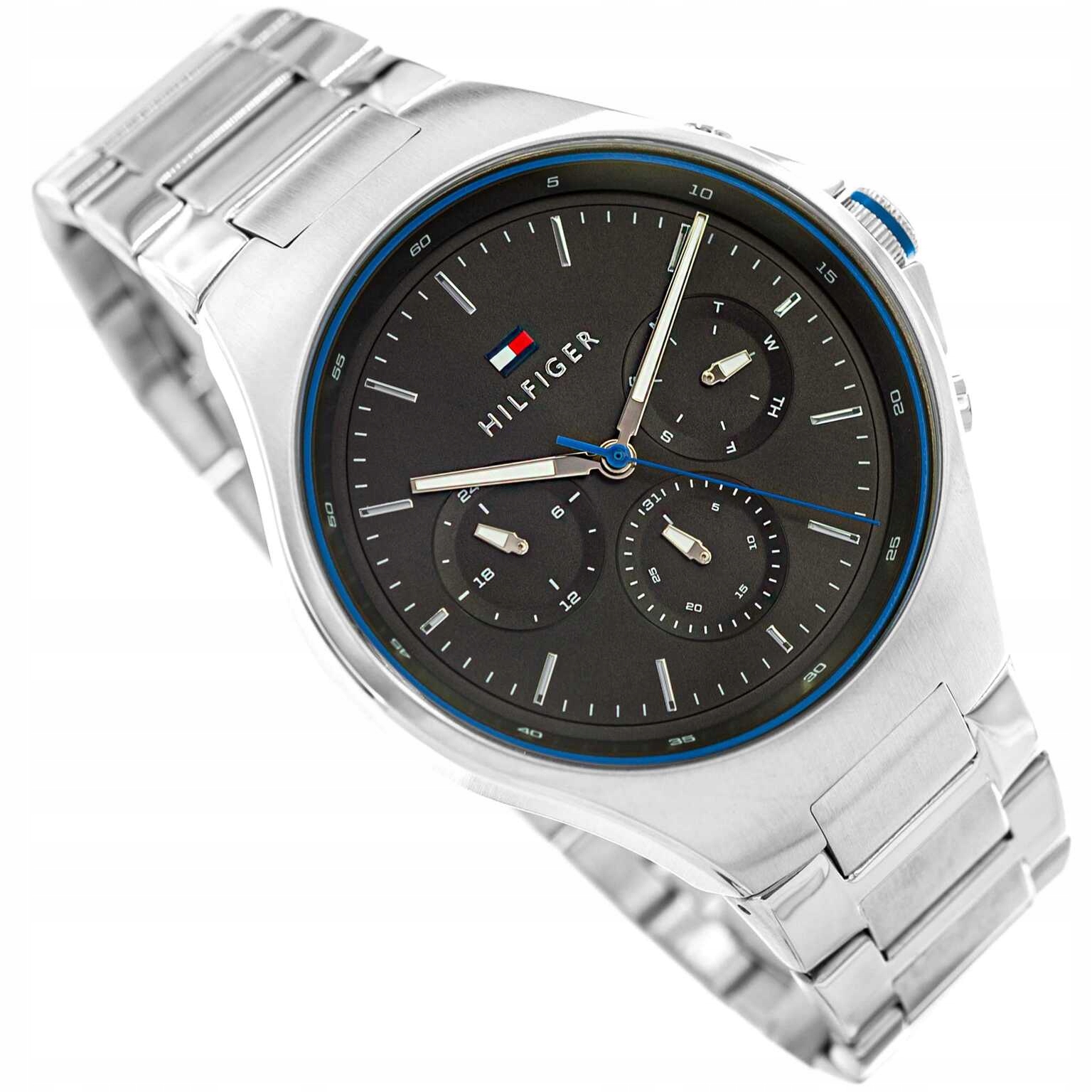 Pánské Hodinky Tommy Hilfiger 1792054 Justin Stříbrné, Datum Na Náramku