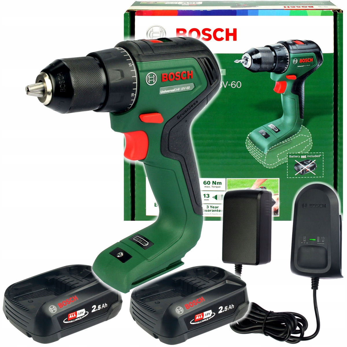

Wkrętarka UniversalDrill 18V-60 Bosch 2x2,5Ah