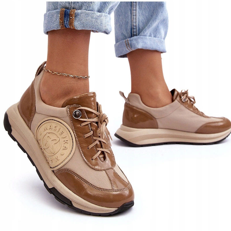 Kožené Sportovní Boty Maciejka 06295-04 Béžové 40