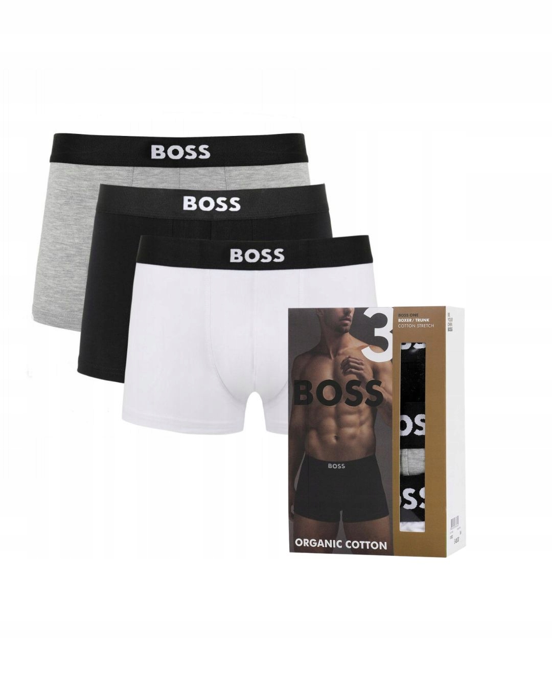 Hugo Boss pánské boxerky s 3 baleními prémiové bavlny Bílé/černé/šedé r.XL