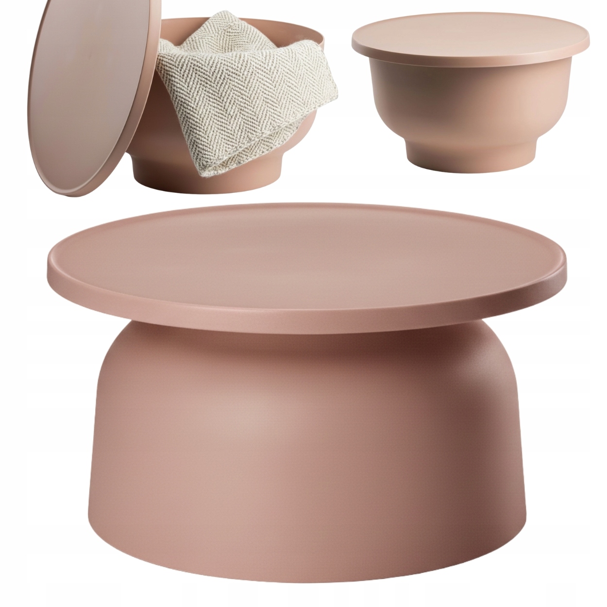 Konferenčný stolík OTTO2 Ružová lavica Loft do obývacej izby, záhrady, okrúhly, 47 cm, Glamour