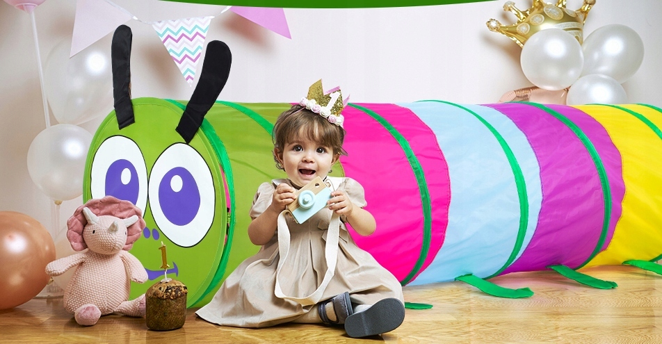 TUNEL NAMIOT GĄSIENICA DLA DZIECI TOR PRZESZKÓD DO DOMU DZIECIĘCY TUNEL Wiek dziecka 2 lata +