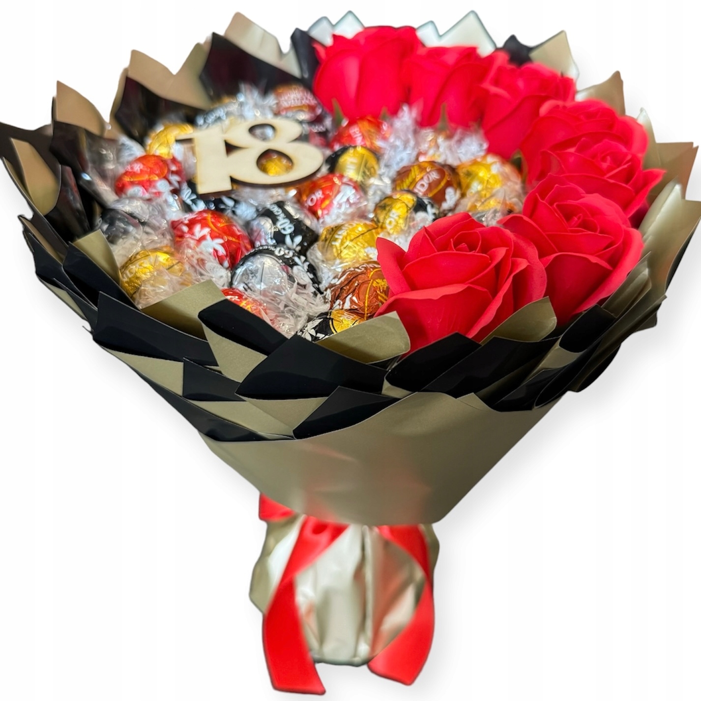 Bukiet Lindt Lindor Urodziny Imieniny Rocznica Ślub róże mydlane
