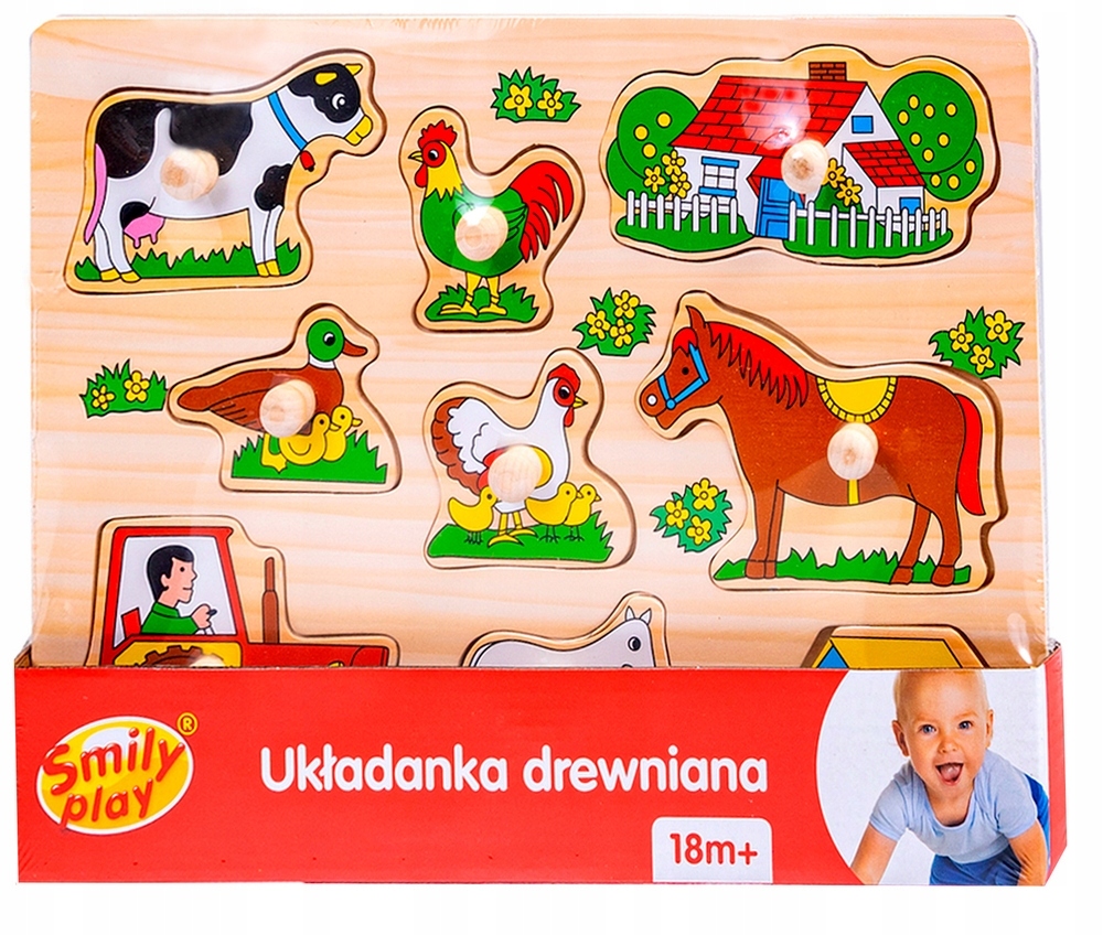 

Drewniane Puzzle Z Uchwytami Szpilkami Farma