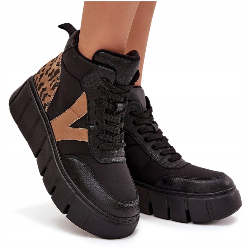 Dámské Kotníkové Boty Z Přírodní Kůže, Zateplená Platforma Vinceza 66838 Černé 36