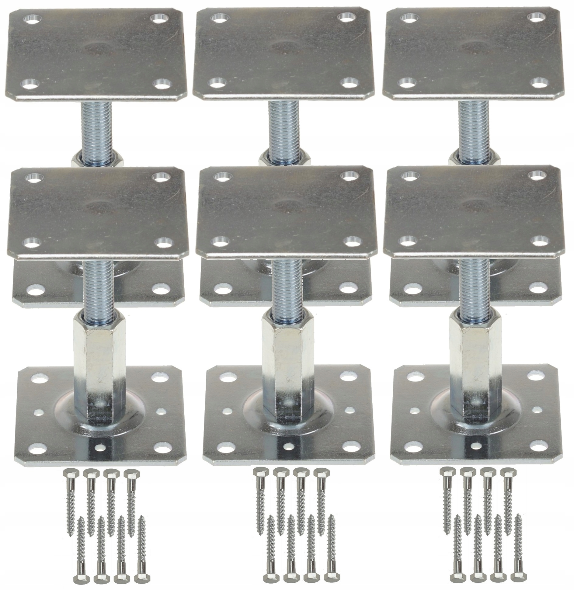 6X Základna Držák Sloupku 110x110 Kotvící Kolík Vertikálně Nastavitelná 90-160 MM Pl
