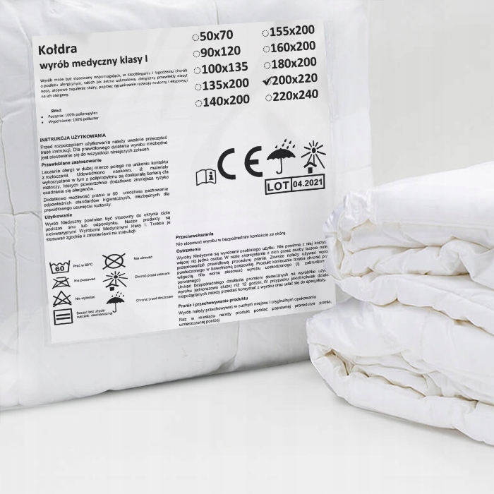 KOŁDRA CAŁOROCZNA 200x220 cm + 2 PODUSZKI 70x80 cm Sezonowość kołdry całoroczna