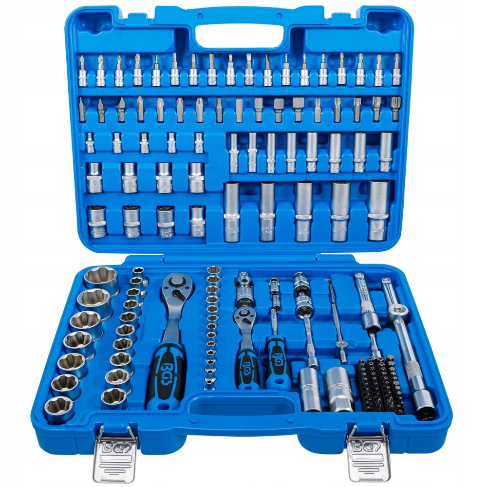 Zestaw kluczy nasadowych nasadek z profilem falistym 150 el. 1/2" 1/4" BGS