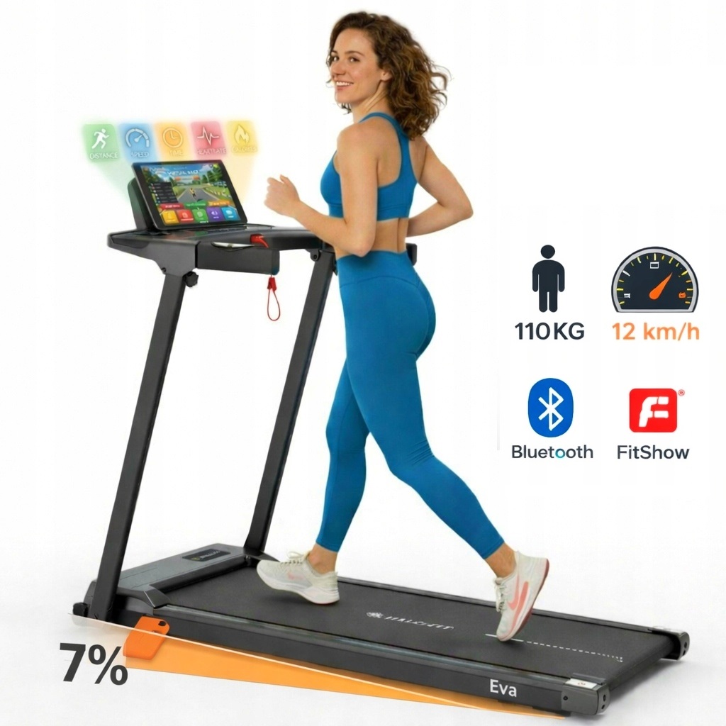 Elektrický domácí skládací běžecký pás Fitshow Snímače tepu 12 kW/h Eva
