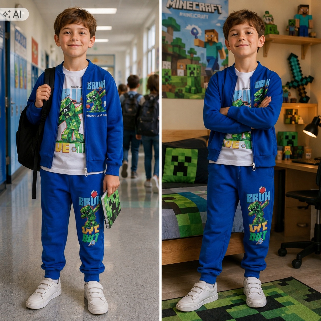 Minecraft Komplet Dresowy dla Chłopca Bluza Spodnie bluzka 3-4 lata 98/104