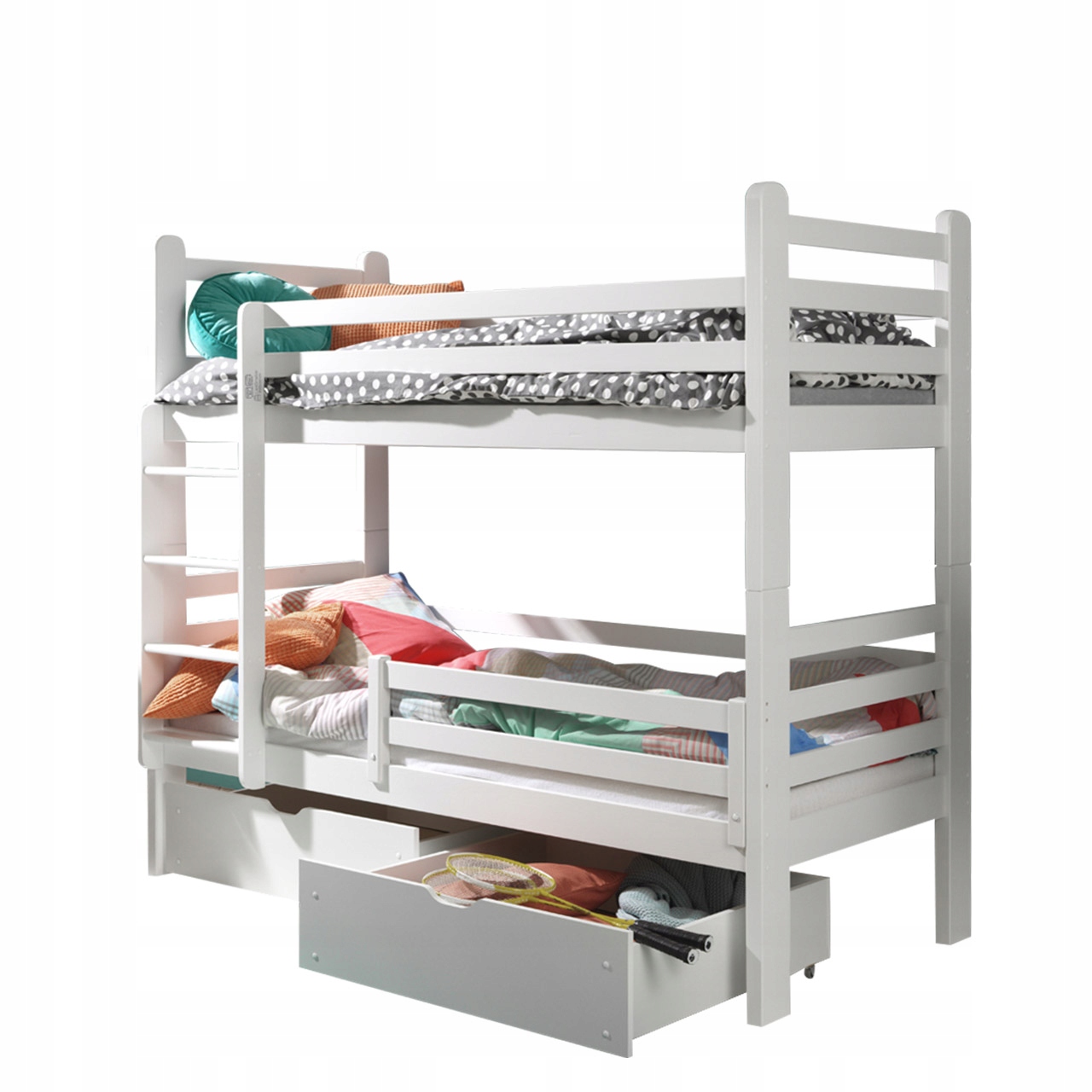 Białe ŁÓŻKO PIĘTROWE dla dziecka PATRYK NEW 80x180