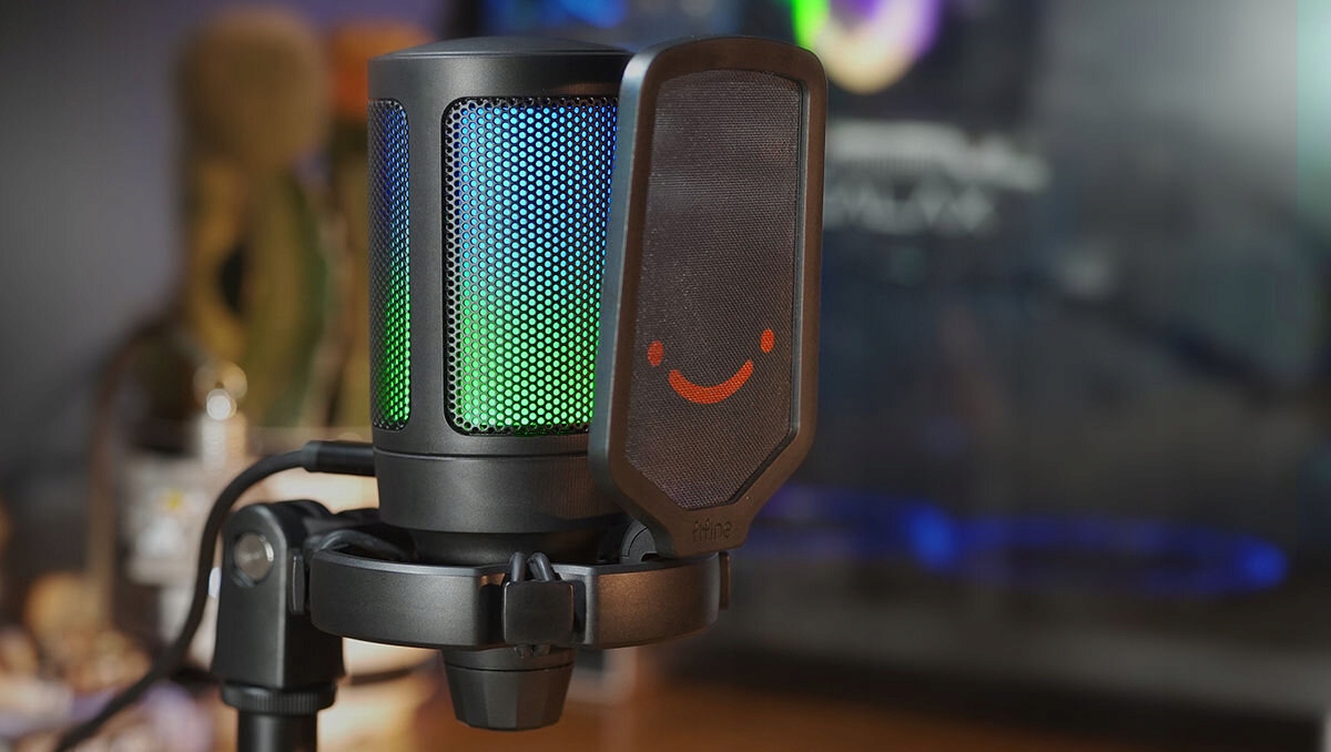 Mikrofon Przewodowy FIFINE A6V Czarny Model A6V AMPLIGAME RGB gla graczy