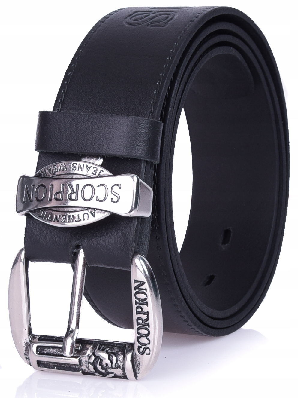 Pasek skórzany SCORPION czarny męski Marka Marconi
