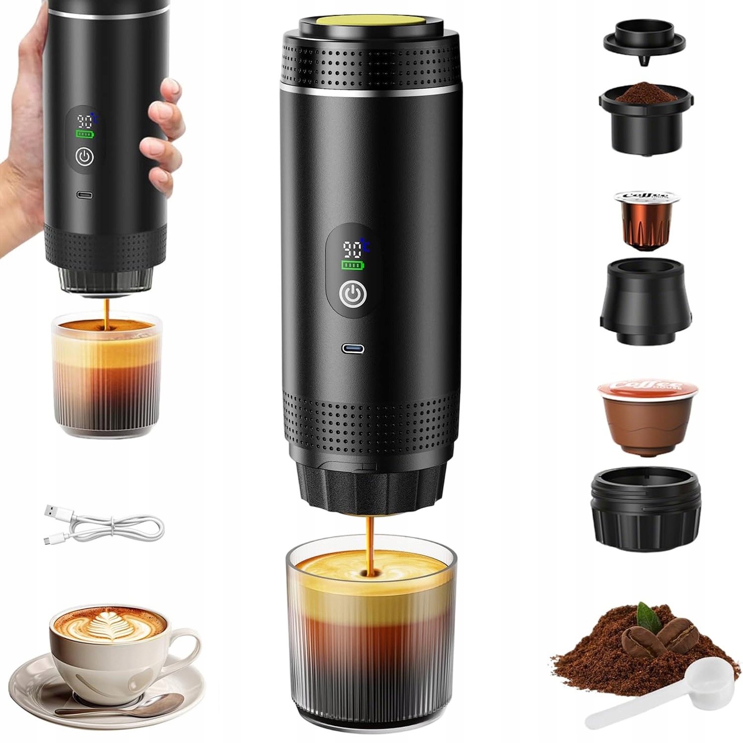 Přenosný Kapslový Kávovar Mletá Káva, Funkce Samoohřevu