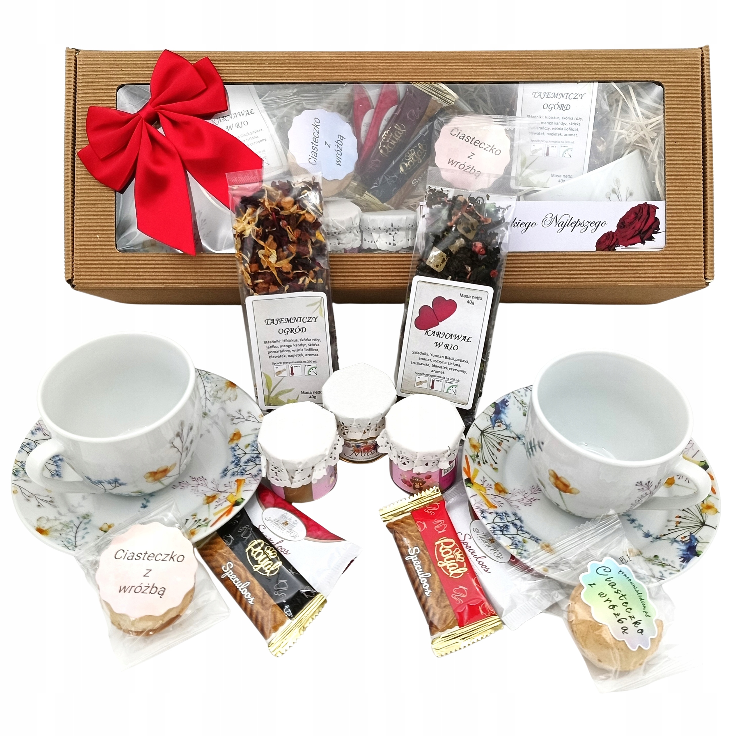 Levně Dárková Sada Dárek Dvě šálky Medu Čaje Sušenky