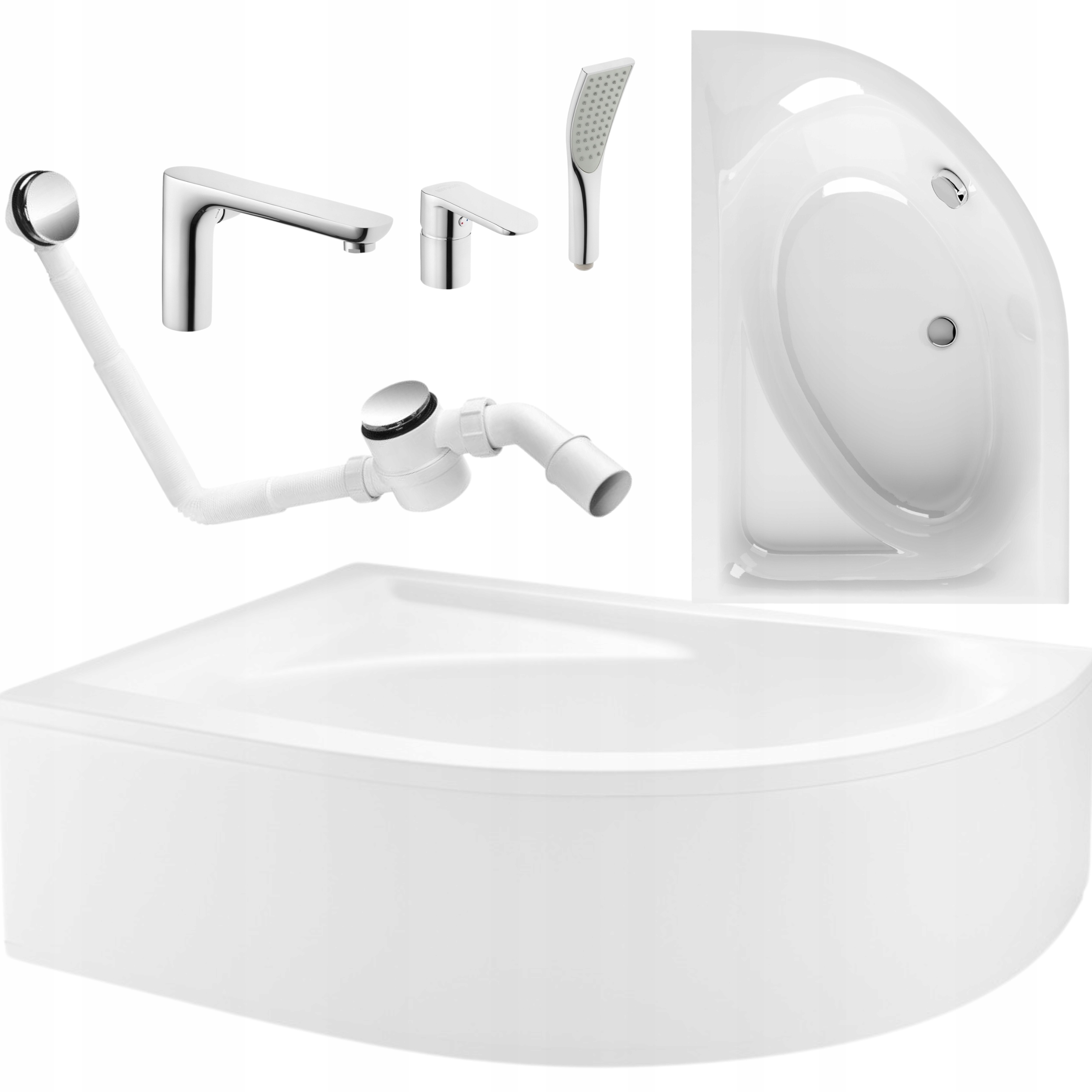 Rohová Vana Levá S Krytem Sifonu, Baterie 3-OTVOROVÁ, Chrom 170X110