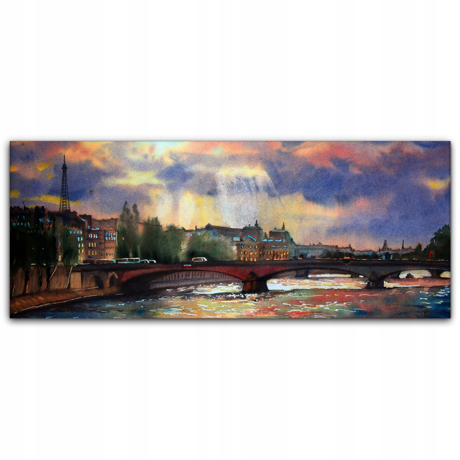 

Obraz płótno canvas 125x50 Akwarele Paryż Miasto