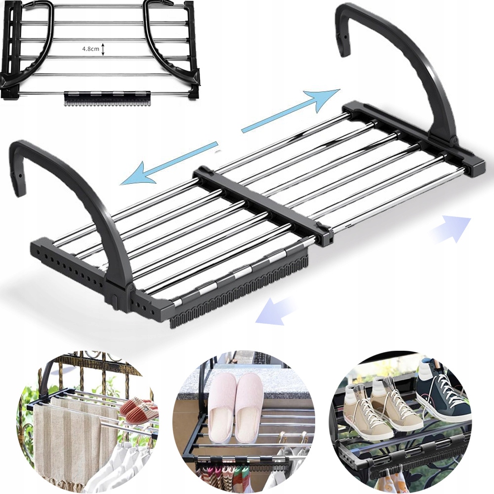 Levně Sušák Radiátorová Sušička Na Nerezové Oceli S Roztažitelným Závěsem 64-110 CM