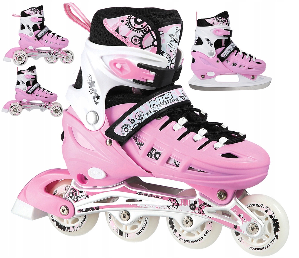 Brusle Na Led Kolečkové Brusle 4v1 Brusle 2v1 s vyměnitelnou lyžinou