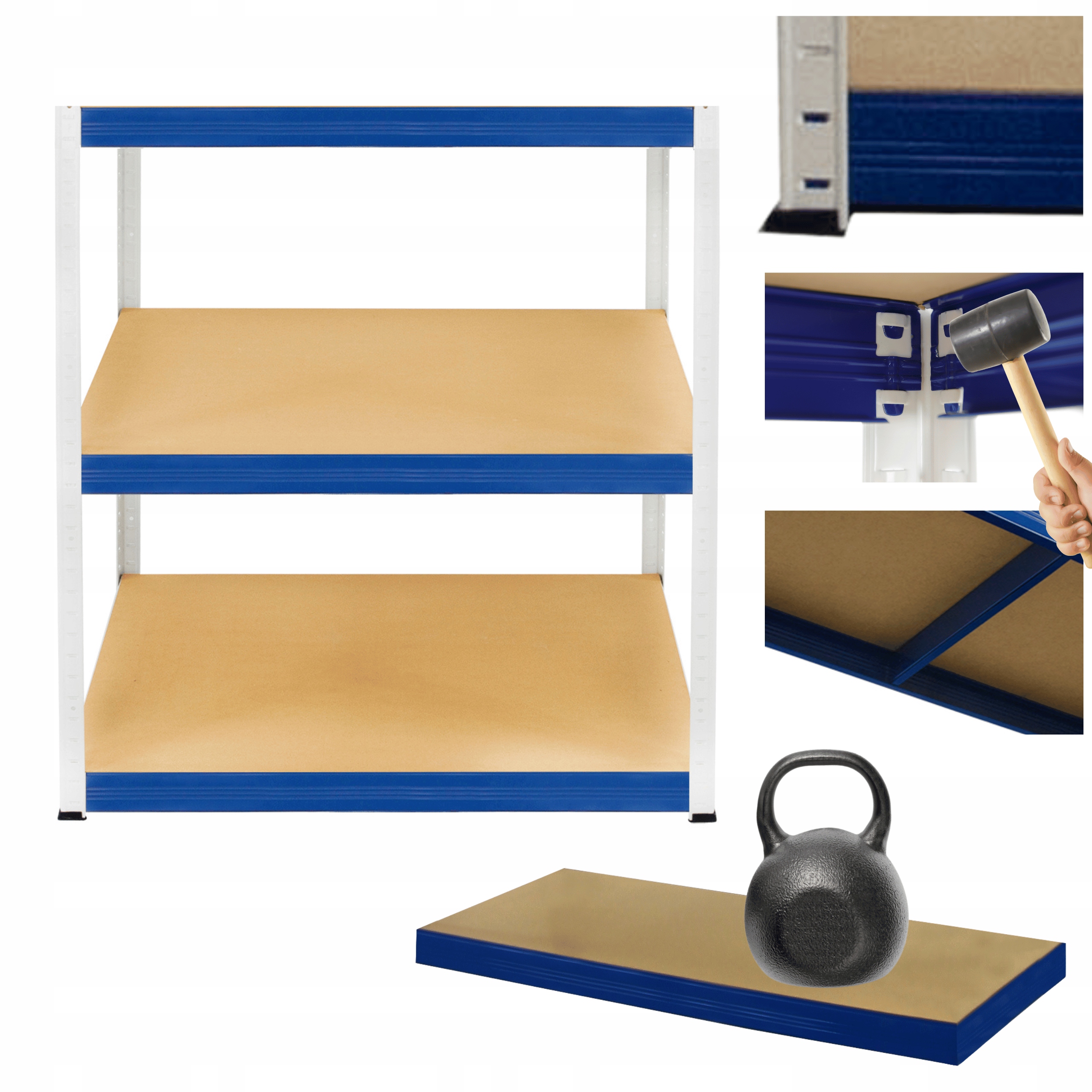 Skladovací regál garážový kovový stojan Helios 106x100x60 cm 3Px175 kg Pl