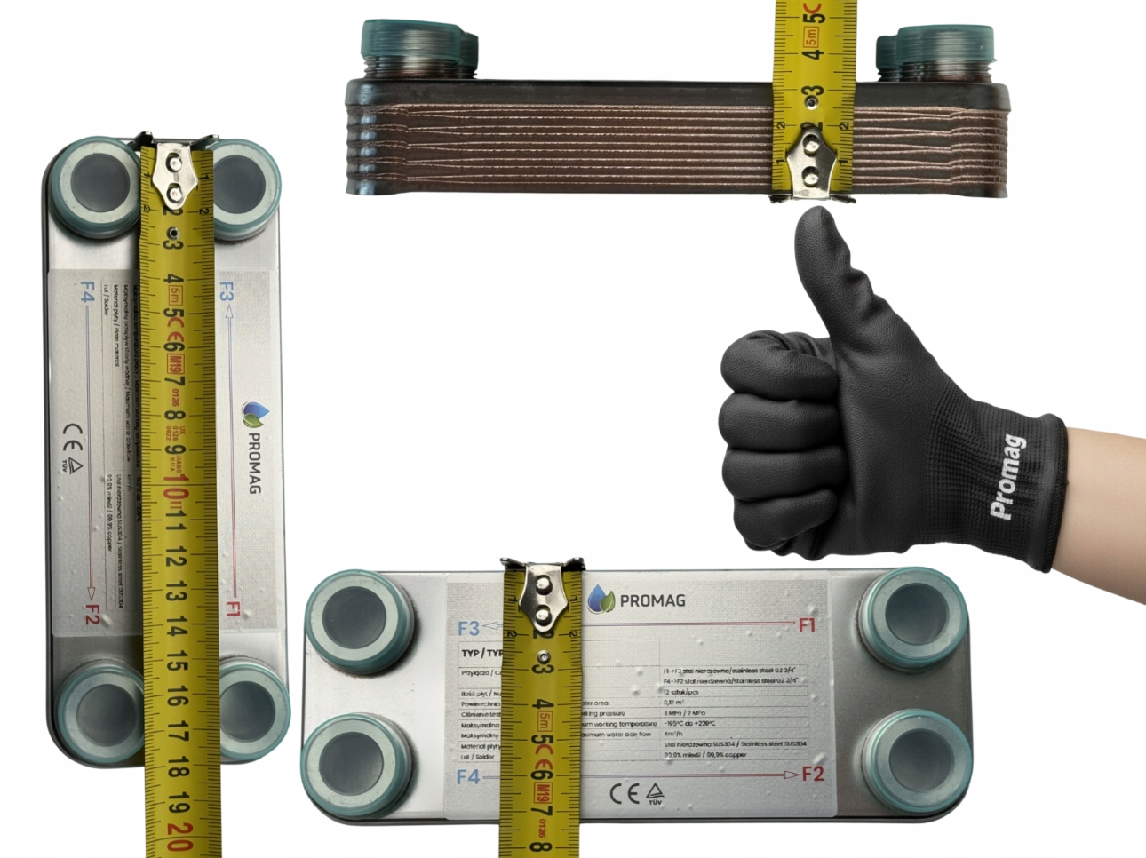 Wymiennik ciepła płytowy kocioł piec Co Cwu wod płyt 12 gwint 3/4 moc 17 kW