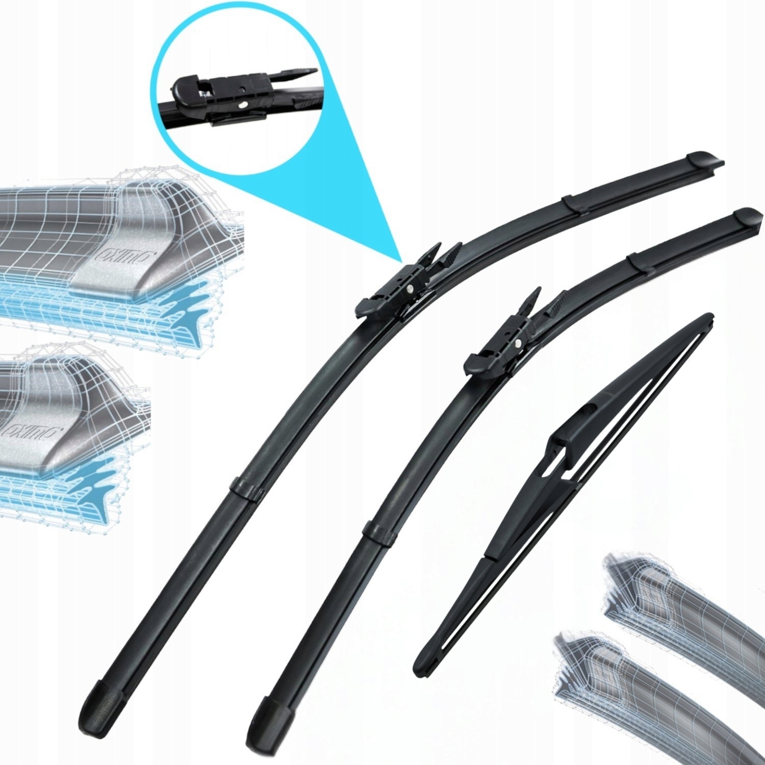 3X Wycieraczki Oximo Nissan Qashqai (J10 +2) 2006-2013 +tył 600 +375+300