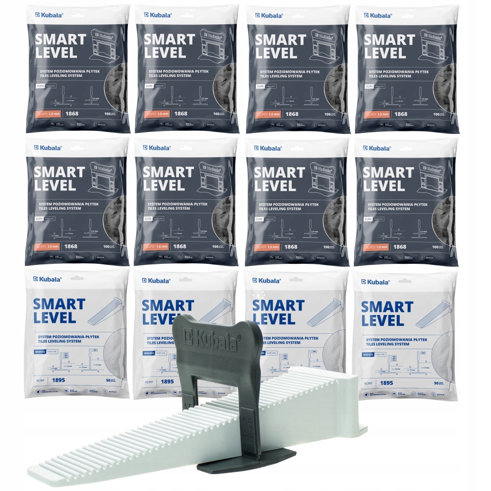 Kubala Smart Level Vyrovnávanie Klinových Dlaždíc 200 Klipy 1,5MM 800 Kusov