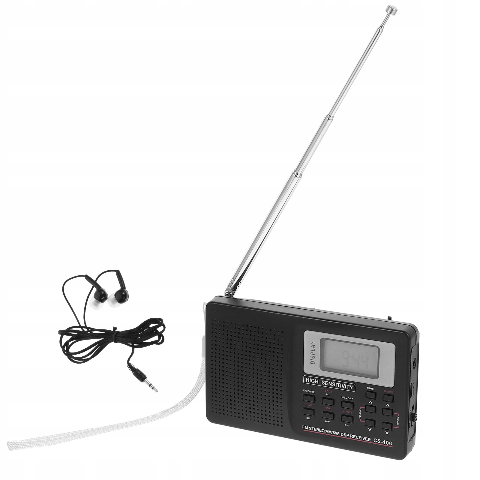 CZARNE MINI RADIO CYFROWE WIELOZAKRESOWE Z FM AM I WYSOKĄ CZUŁOŚCIĄ