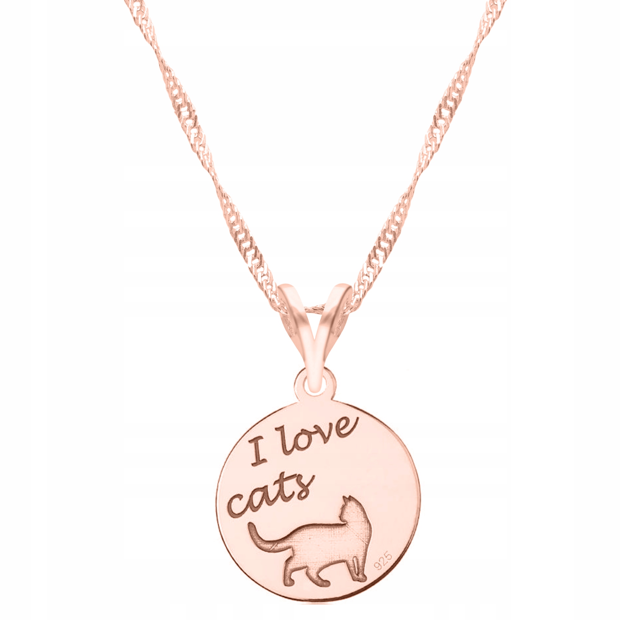 Řetízek zlatý náhrdelník 925 I Love Cats kočka