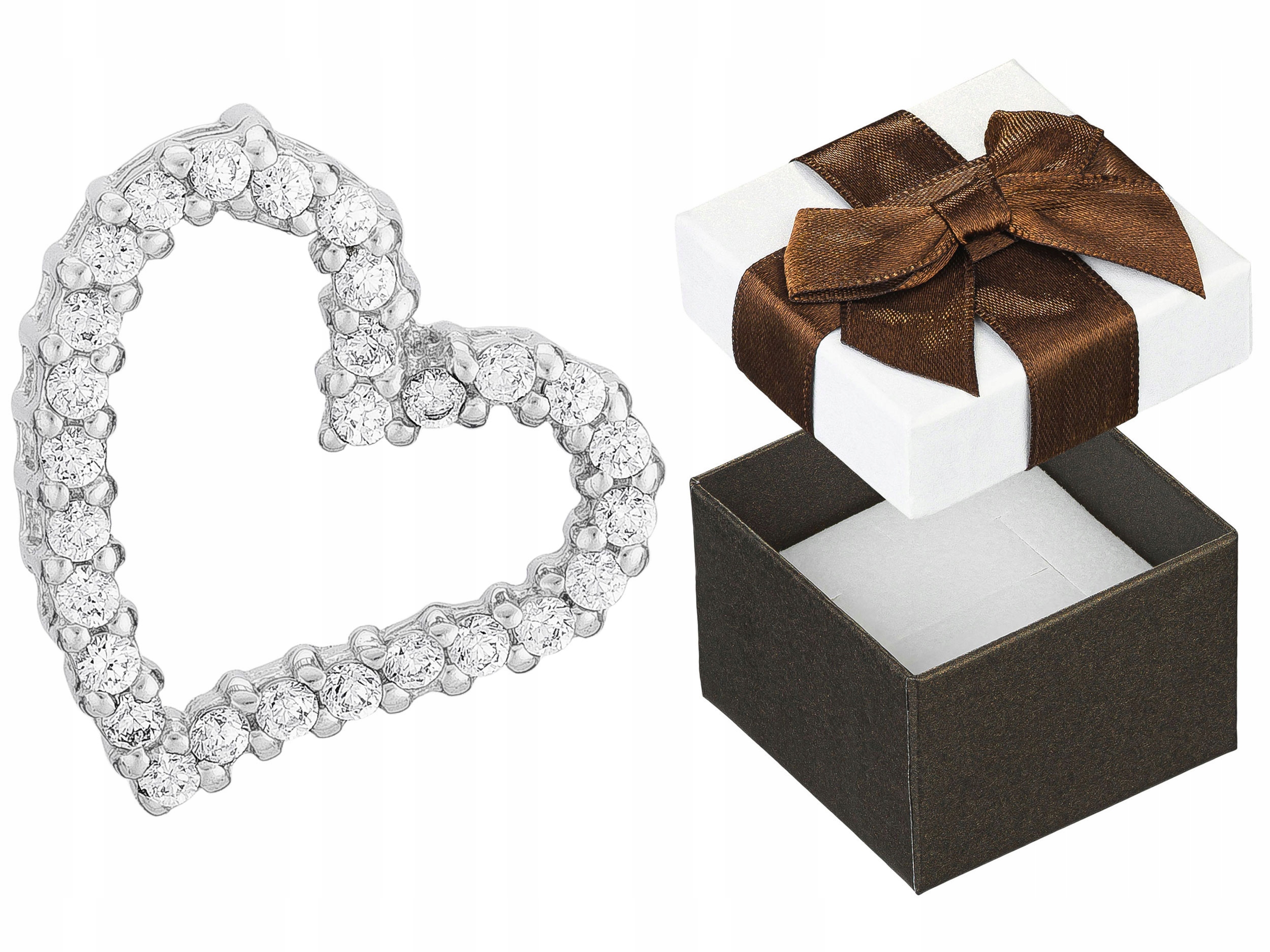 Stříbrný přívěsek Srdce s zirkony Rhodiovaný asymetrický Přívěsek Stříbro