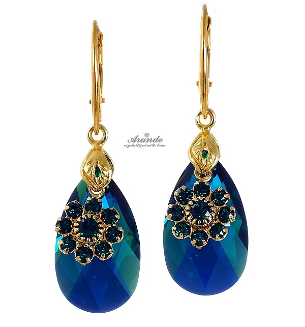 Krystaly Náušnice Emerald Flow Gold