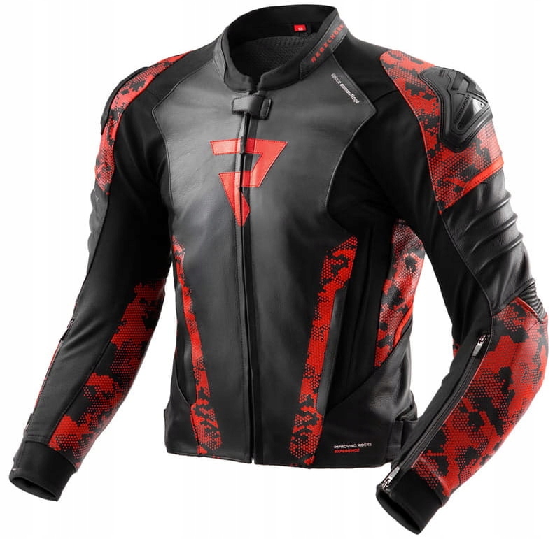 Rebelhorn Veloce Camo Black Fluo Red Pánska Kožená Motocyklová Bunda