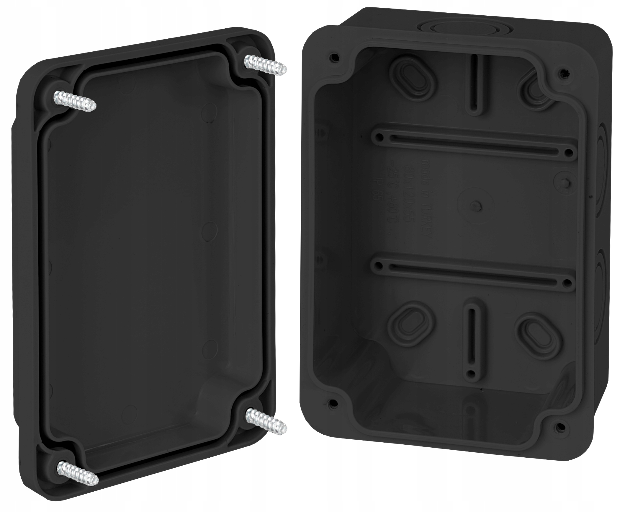 PUSZKA HERMETYCZNA NATYNKOWA SKRZYNKA OBUDOWA CZARNA ABS 120X80X55 Szerokość 80 mm