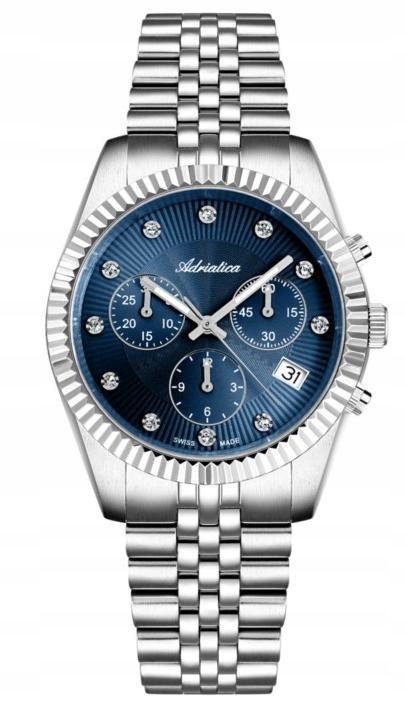 Nové Originální dámské hodinky Adriatica A3809.5145CH Chronograf stříbrné