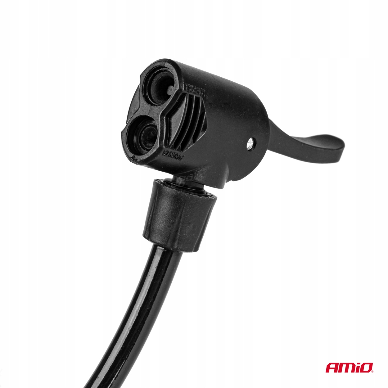 Pompka ręczna metalowa z manometrem PU02 AMIO-02146 Kolor dominujący pomarańcze i czerwienie